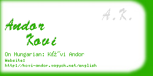 andor kovi business card